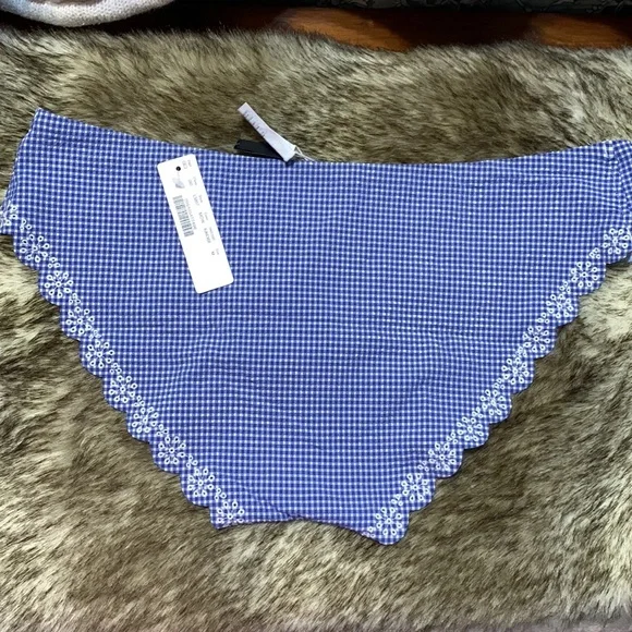 J.Crew Scalloped Bikini Bottom Blue Gingham Medium NWT - Picture 6 of 12